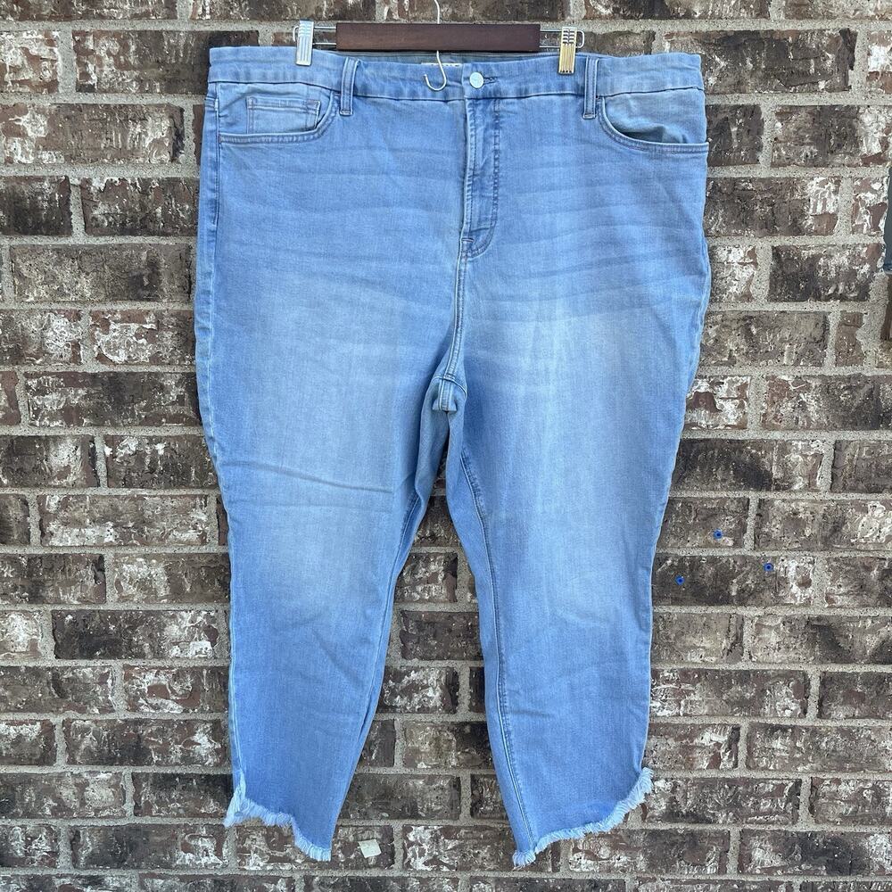 Jen 7 By 7 For All Mankind‎ Jeans Size 24 Mid Rise Ankle Skinny Light Wash Blue